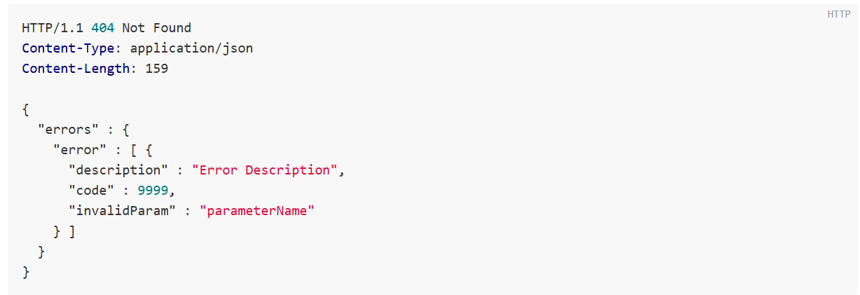 sample error response